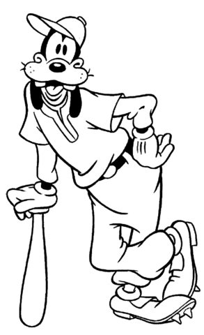 Goofy The Baseball Player Coloring Page